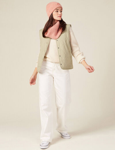 Blouson réversible boutonné vert kaki femme