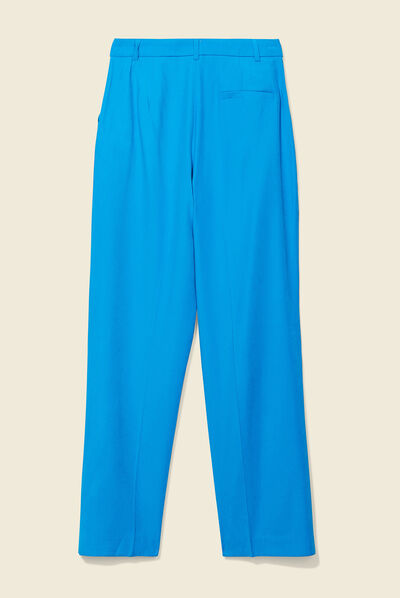 Pantalon large à pinces bleu femme