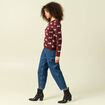Pull de no&euml;l col rond manches longues prune femme