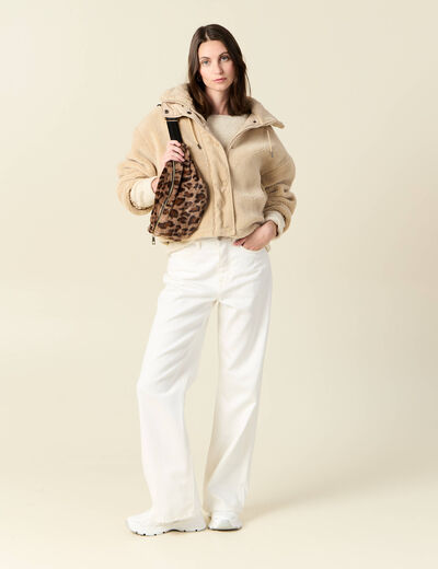 Blouson oversize sherpa creme femme