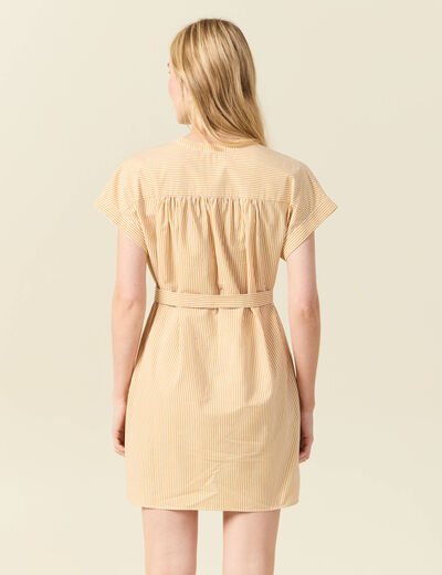 Robe droite ceinturée jaune femme