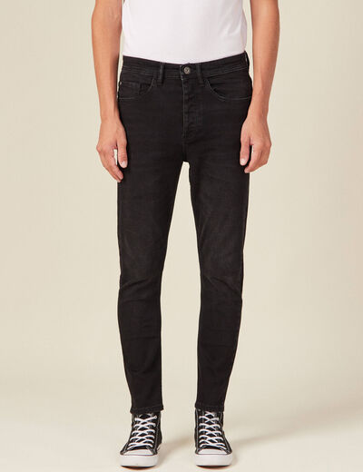 Jeans tapered 5 poches denim noir homme
