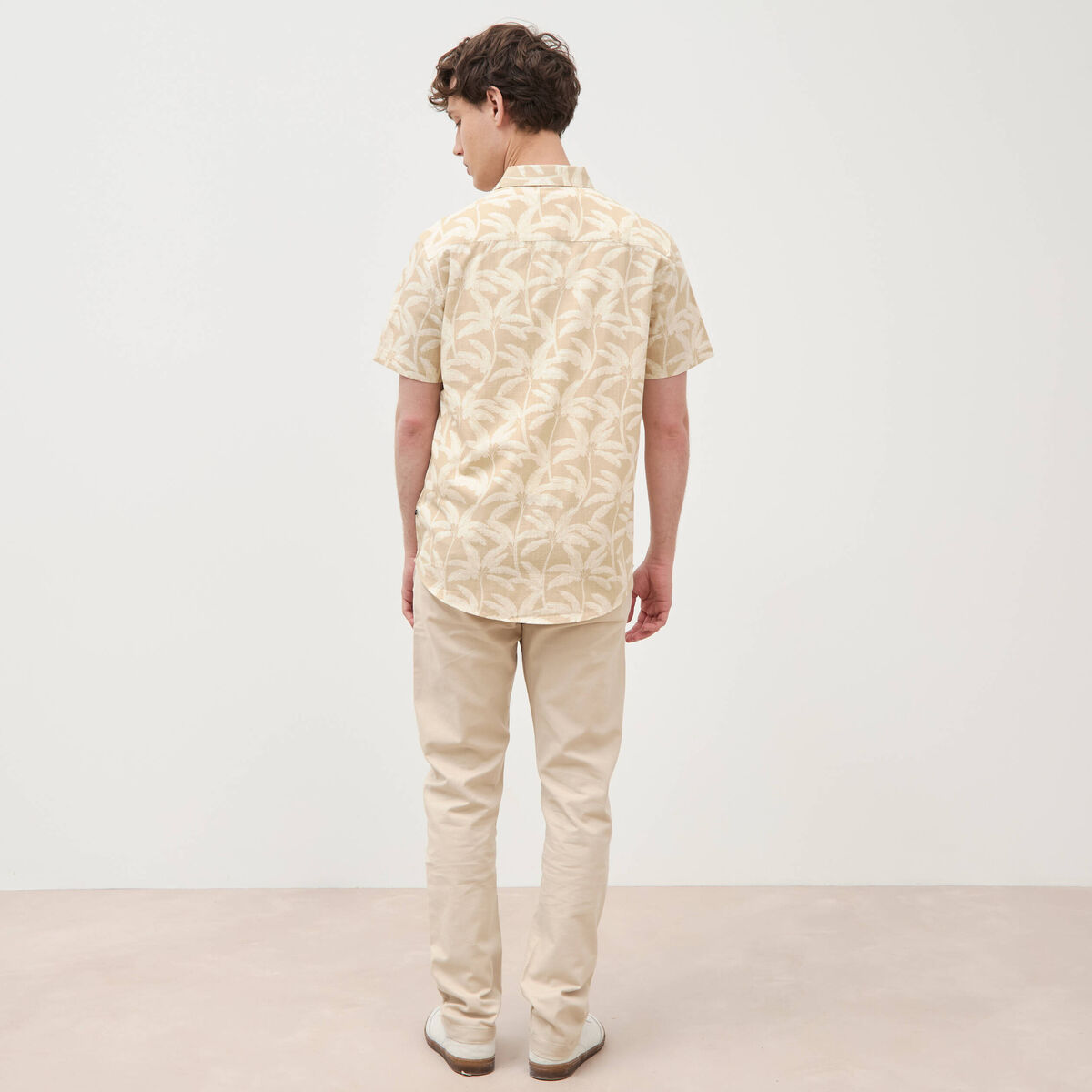 Chemise manches courtes beige moyen homme