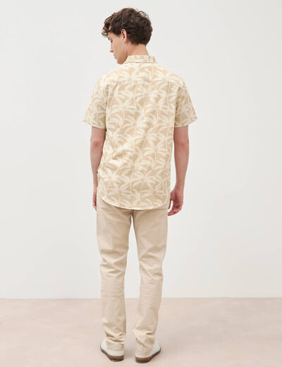Chemise manches courtes beige moyen homme