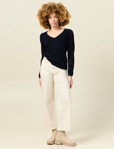 Pull à manches longues bleu marine femme