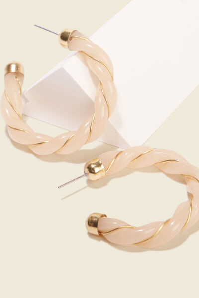 Boucles d'oreilles créoles ecru femme