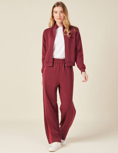 Gilet manches longues zippé prune femme