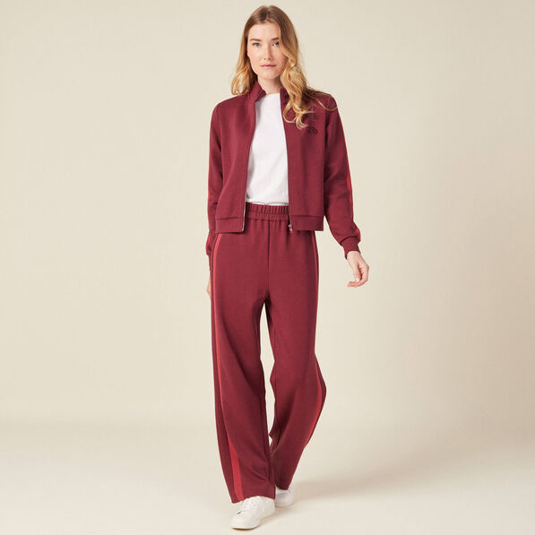 Gilet manches longues zippé prune femme