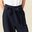 Pantalon carotte taille haute bleu marine femme