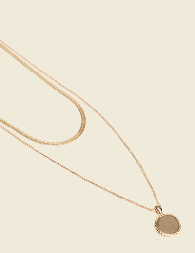 Collier 2 rangs couleur or femme