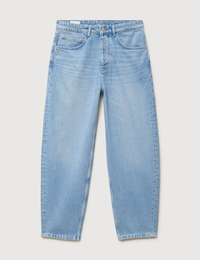 Jeans large longueur 32 en coton denim bleach homme