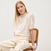 Chemise en coton manches coude creme femme
