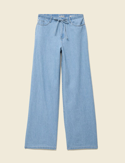 Jeans large taille standard en coton denim bleach femme