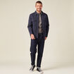 Chemise cintr&eacute;e en coton manches longues bleu marine homme