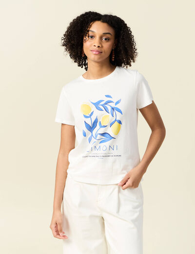 T-shirt manches courtes blanc femme