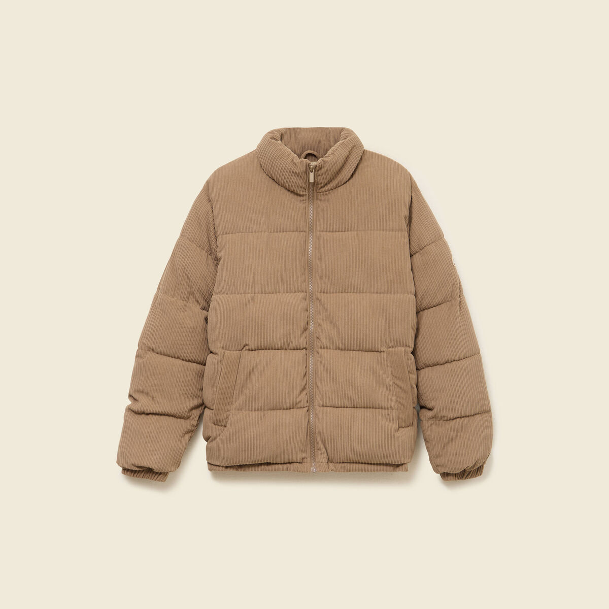 Doudoune courte col montant beige homme