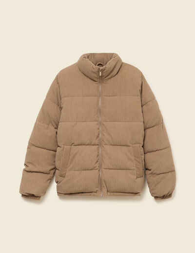 Doudoune courte col montant beige homme