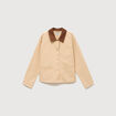 Veste manches longues col classique taupe femme