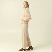 Veste droite courte col montant beige femme