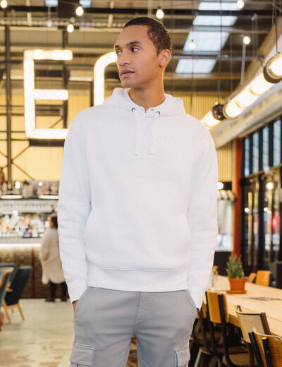 Sweat à capuche ecru homme