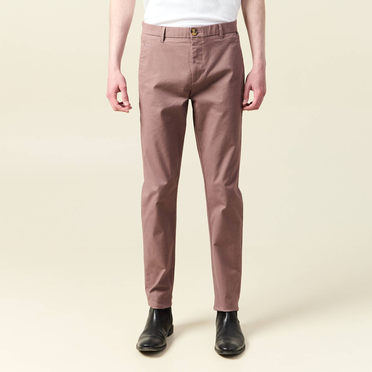 Pantalon chino slim vieux rose homme