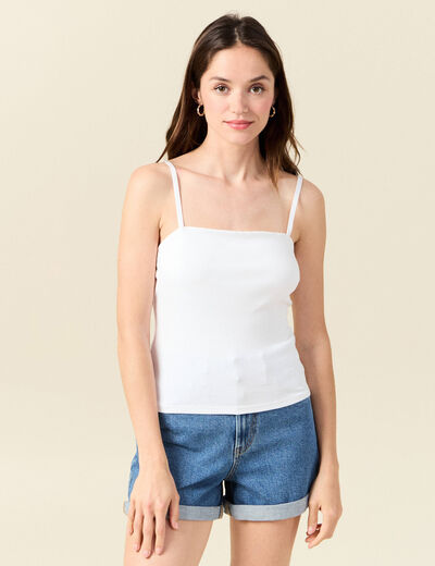 Bustier cropped à bretelles blanc femme