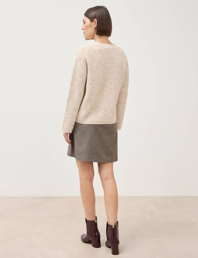 Gilet droit manches longues creme femme