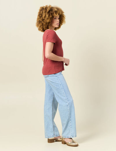 T-shirt manches courtes rouge foncé femme