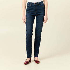 Jeans slim taille haute denim brut femme