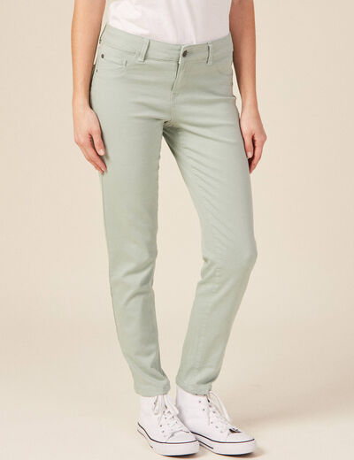 Pantalon slim 7/8ème vert pastel femme