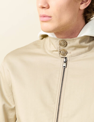 Blouson col montant manches longues beige homme