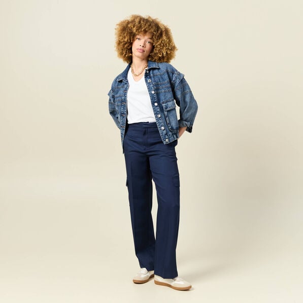 pantalon cargo straight bleu marine femme Pantalon cargo straight bleu marine femme