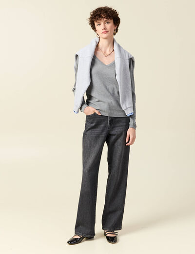 Pull à manches longues gris foncé femme