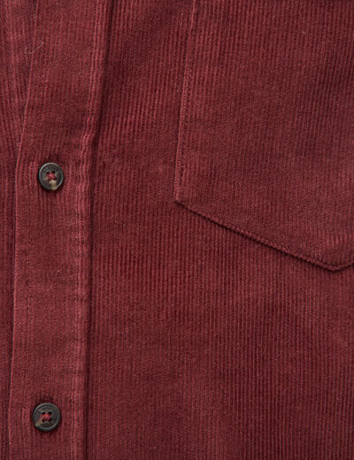 Chemise col classique en velours bordeaux homme