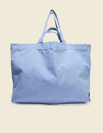 Sac cabas en coton bleu gris homme