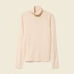 Pull fin col roul&eacute; manches longues creme femme