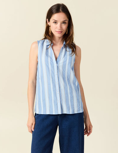 Chemise sans manches bleu femme