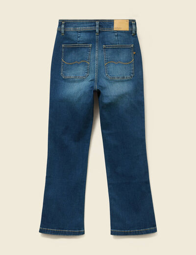 Jeans bootcut cropped taille haute denim brut femme