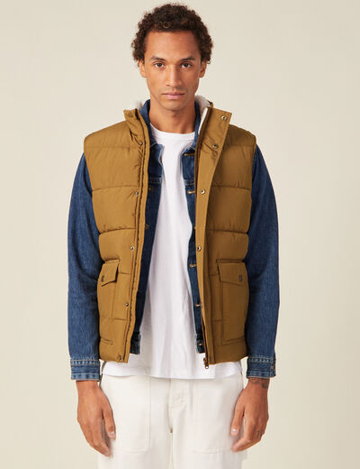 Doudoune droite sans manches beige homme