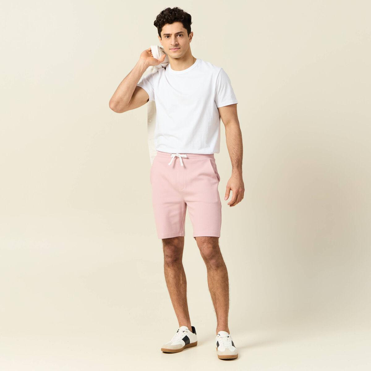 Short éco-responsable rose pastel homme