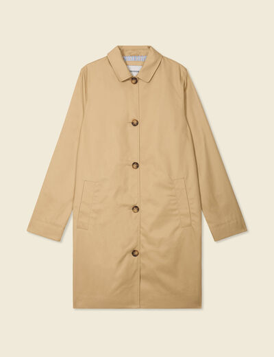 Trench long doublé beige femme