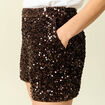 Short ajust&eacute; taille haute doubl&eacute; marron femme