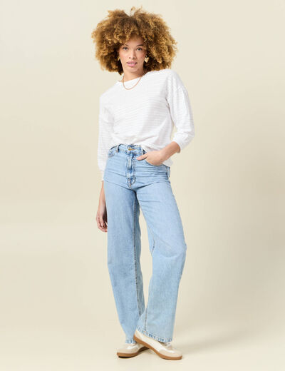 T-shirt manches 3/4 blanc femme