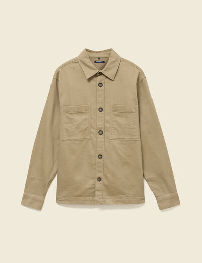 Surchemise manches longues beige fonce homme