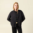 Veste oversize manches longues doubl&eacute;e gris fonc&eacute; femme