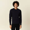 Pull manches longues col rond bleu fonc&eacute; homme