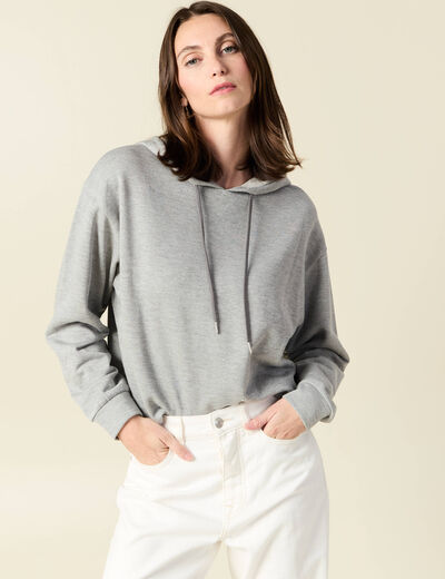 Sweat à capuche gris femme