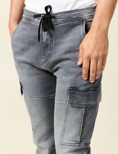 Jeans jogger battle denim gris homme