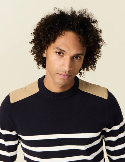 Pull manches longues bleu foncé homme