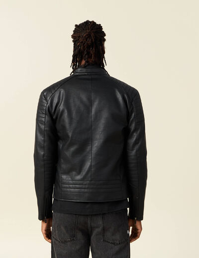 Veste biker simili cuir noir homme